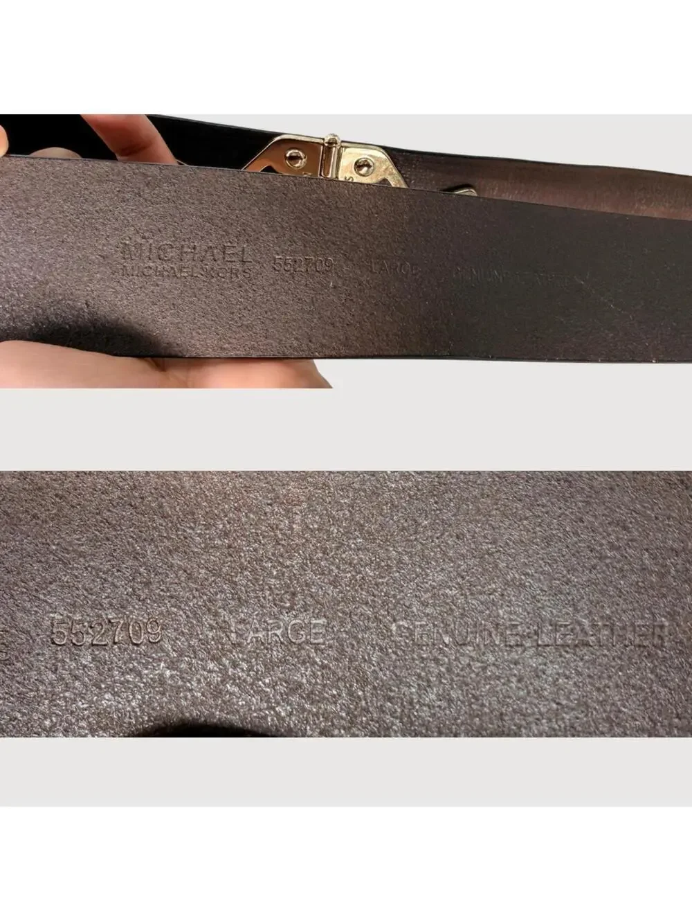 Michael Kors Brown Leather Gold Hardware Statement Belt - L